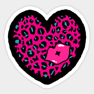 Leopard Heart Kiss, Cheetah Heart, Kiss Sticker